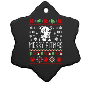 Pitbull Christmas Lovers Merry Pitmas Ugly Christmas Great Gift Ceramic Star Ornament