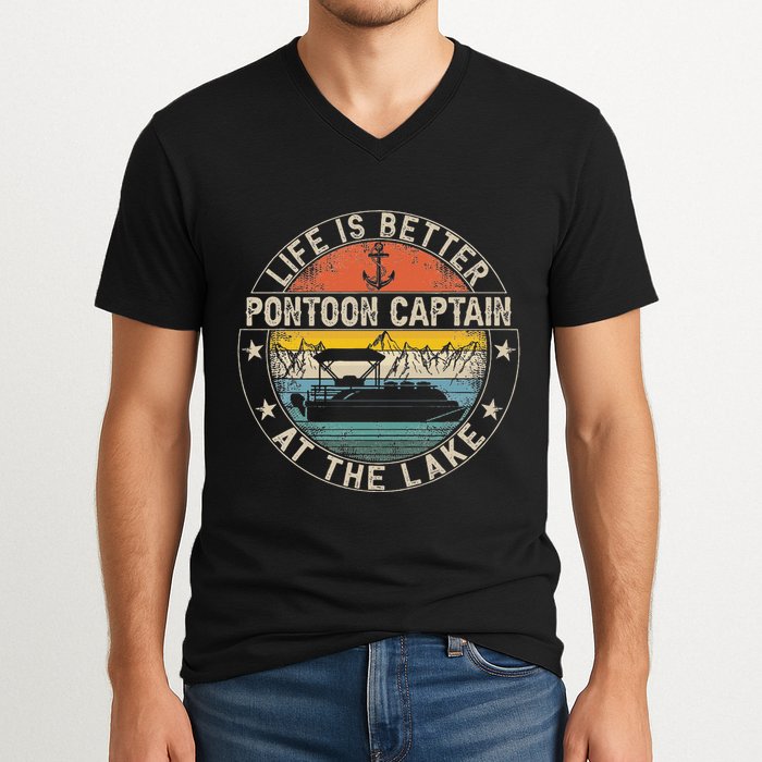 Pontoon Captain Life Is Better At The Lake V-Neck T-Shirt