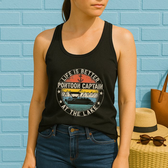 Pontoon Captain Life Is Better At The Lake Womens Tank Top