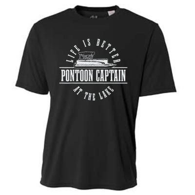 Pontoon Captain Life Is Better At The Lake Pontooning Boat Cooling Performance Crew T-Shirt