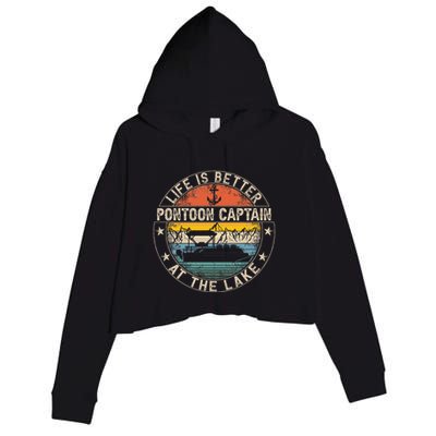 Pontoon Captain Life Is Better At The Lake Crop Fleece Hoodie