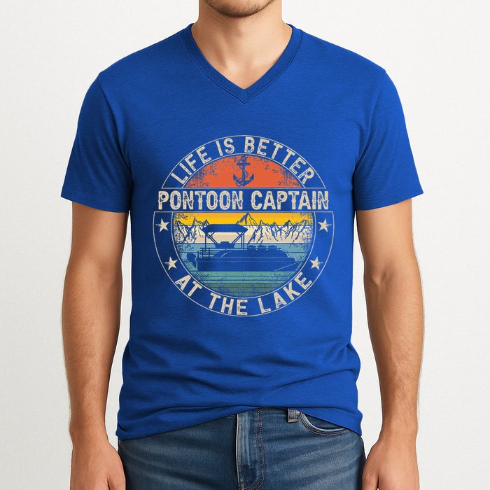 Pontoon Captain Life Is Better At The Lake V-Neck T-Shirt