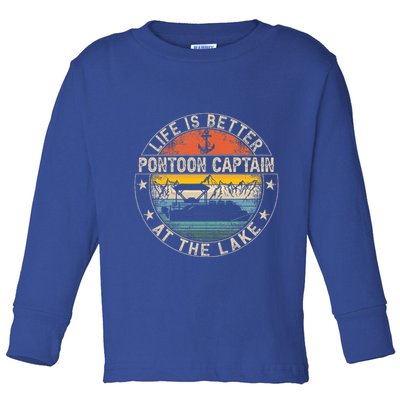 Pontoon Captain Life Is Better At The Lake Toddler Long Sleeve Shirt