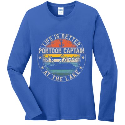 Pontoon Captain Life Is Better At The Lake Ladies Long Sleeve Shirt