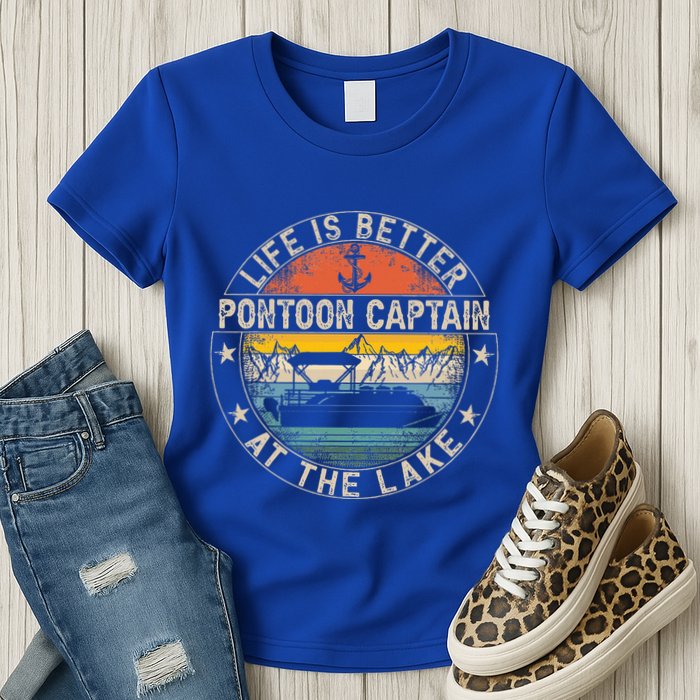 Pontoon Captain Life Is Better At The Lake Womens T-Shirt