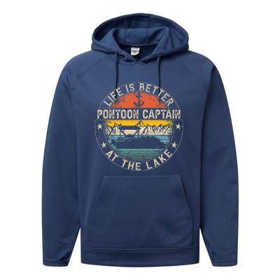 Pontoon Captain Life Is Better At The Lake Performance Fleece Hoodie