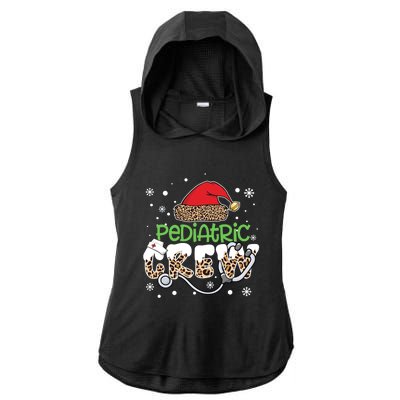 Pediatric Crew Leopard Santa Hat Stethoscope Nurse Christmas Great Gift Ladies PosiCharge Tri-Blend Wicking Draft Hoodie Tank