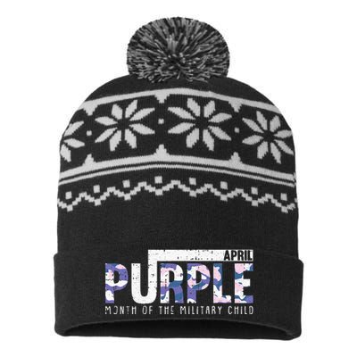 Purple Camo Month Of The Military Child Army Soldier USA-Made Snowflake Beanie