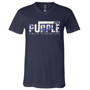 Purple Camo Month Of The Military Child Army Soldier V-Neck T-Shirt