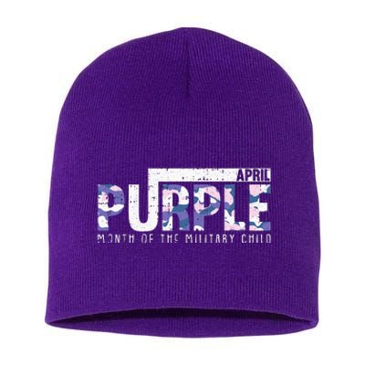 Purple Camo Month Of The Military Child Army Soldier Short Acrylic Beanie