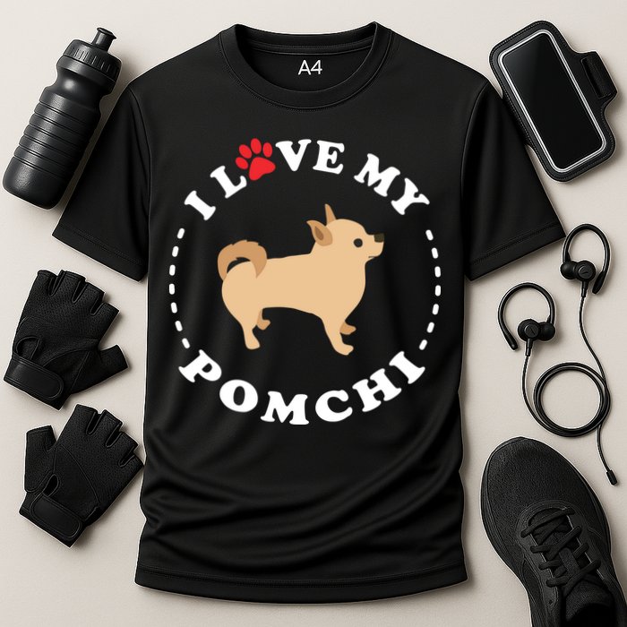 Pomeranian Chihuahua Mix Breed Dog Happy Pomchi Dog Cooling Performance Crew T-Shirt
