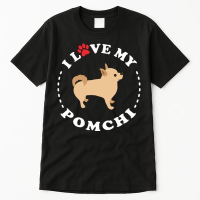Pomeranian Chihuahua Mix Breed Dog Happy Pomchi Dog Tall T-Shirt
