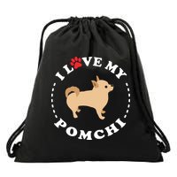 Pomeranian Chihuahua Mix Breed Dog Happy Pomchi Dog Drawstring Bag