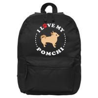 Pomeranian Chihuahua Mix Breed Dog Happy Pomchi Dog 16 in Basic Backpack