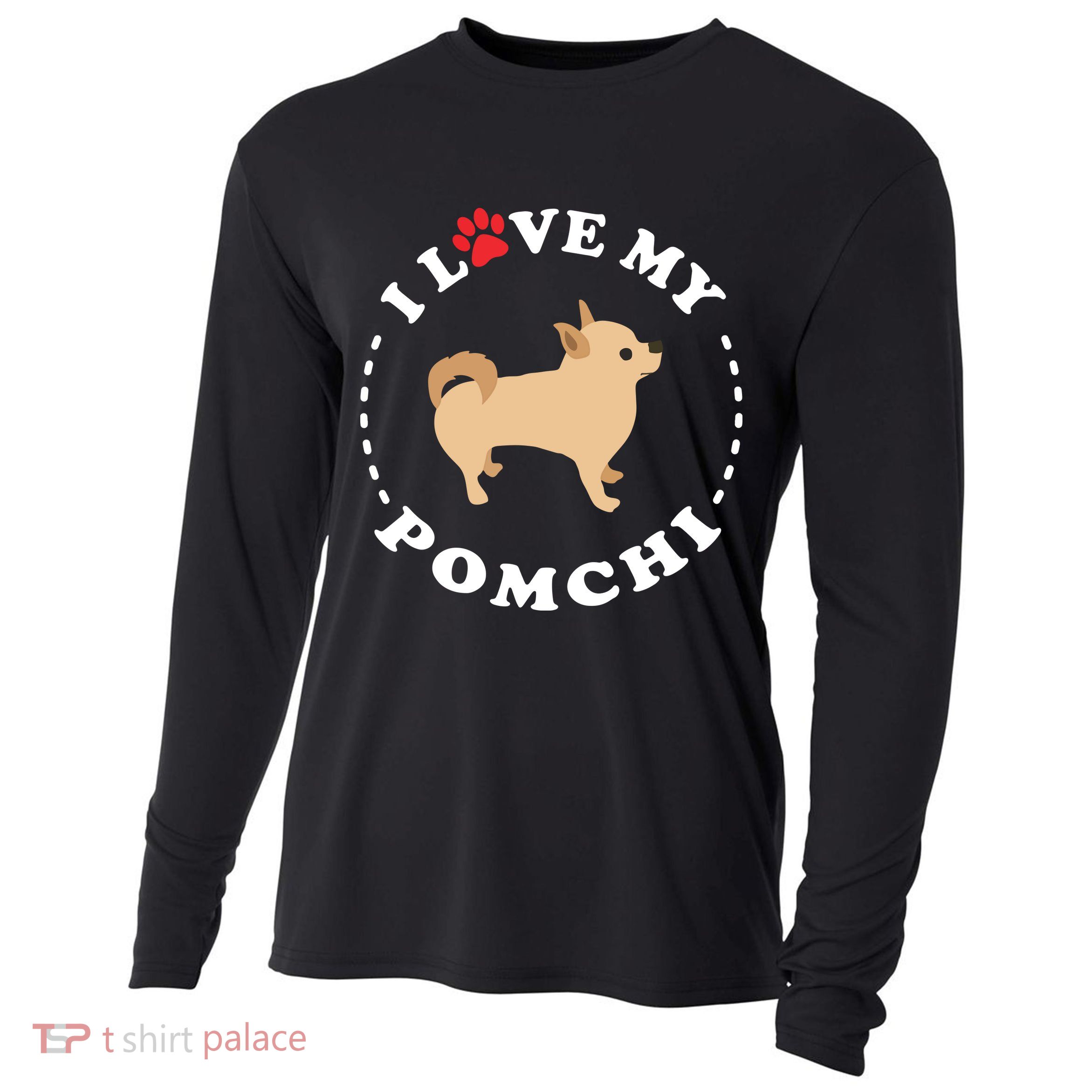 Pomeranian Chihuahua Mix Breed Dog Happy Pomchi Dog Cooling Performance Long Sleeve Crew
