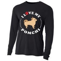 Pomeranian Chihuahua Mix Breed Dog Happy Pomchi Dog Cooling Performance Long Sleeve Crew