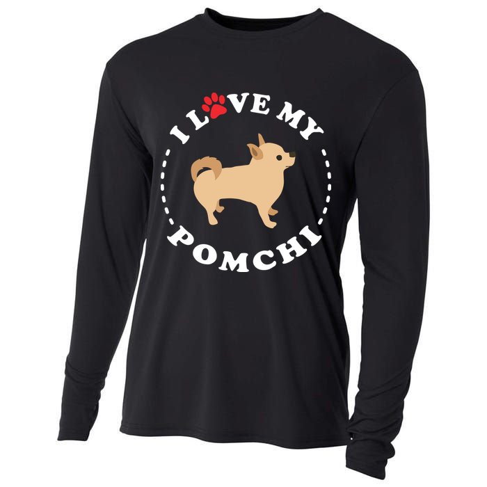 Pomeranian Chihuahua Mix Breed Dog Happy Pomchi Dog Cooling Performance Long Sleeve Crew