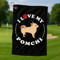 Pomeranian Chihuahua Mix Breed Dog Happy Pomchi Dog Golf Towel
