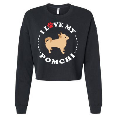 Pomeranian Chihuahua Mix Breed Dog Happy Pomchi Dog Cropped Pullover Crew