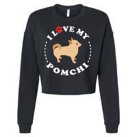 Pomeranian Chihuahua Mix Breed Dog Happy Pomchi Dog Cropped Pullover Crew