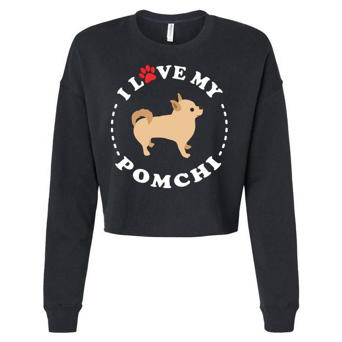 Pomeranian Chihuahua Mix Breed Dog Happy Pomchi Dog Cropped Pullover Crew