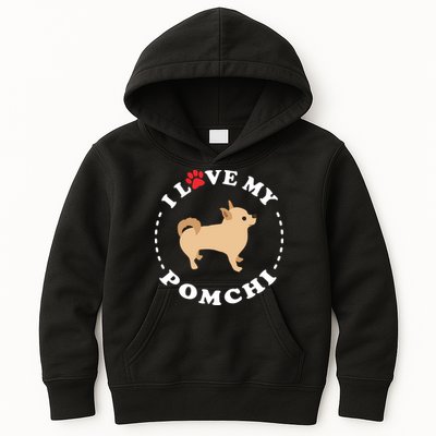 Pomeranian Chihuahua Mix Breed Dog Happy Pomchi Dog Kids Hoodie
