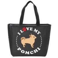 Pomeranian Chihuahua Mix Breed Dog Happy Pomchi Dog Zip Tote Bag