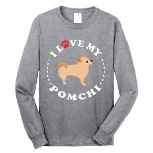 Pomeranian Chihuahua Mix Breed Dog Happy Pomchi Dog Long Sleeve Shirt