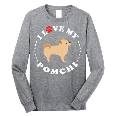 Pomeranian Chihuahua Mix Breed Dog Happy Pomchi Dog Long Sleeve Shirt