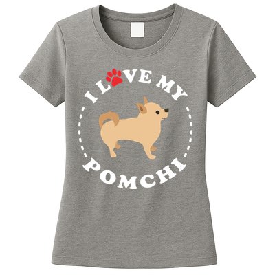 Pomeranian Chihuahua Mix Breed Dog Happy Pomchi Dog Womens T-Shirt