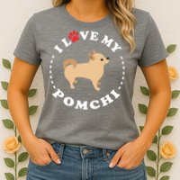 Pomeranian Chihuahua Mix Breed Dog Happy Pomchi Dog Womens T-Shirt