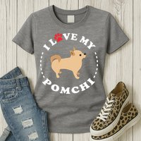 Pomeranian Chihuahua Mix Breed Dog Happy Pomchi Dog Womens T-Shirt