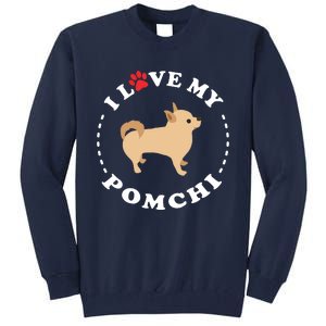 Pomeranian Chihuahua Mix Breed Dog Happy Pomchi Dog Tall Sweatshirt