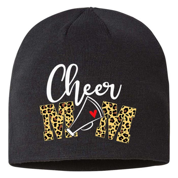 Proud Cheerleader Mom Leopard Cheer mother's day Sustainable Beanie