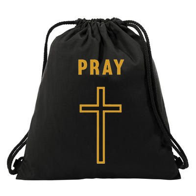 Pray Cross Minimalist Religious Drawstring Bag