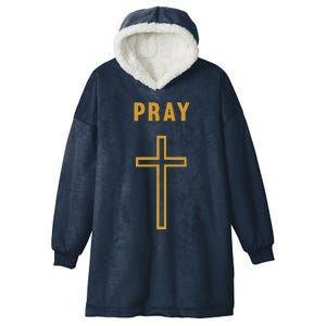 Pray Cross Minimalist Religious Hooded Wearable Blanket