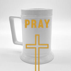 Pray Cross Minimalist Religious Beer Stein