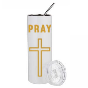 Pray Cross Minimalist Religious Stainless Steel Tumbler