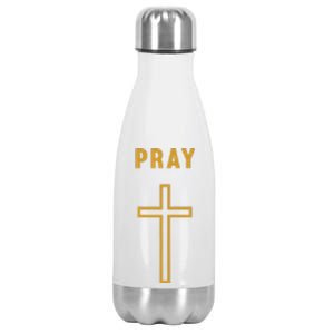 Pray Cross Minimalist Religious Stainless Steel Insulated Water Bottle