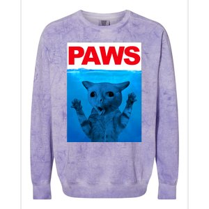 Paws Cat Meme Humor Funny Kitty Lover Funny Cats Dads Mom Colorblast Crewneck Sweatshirt