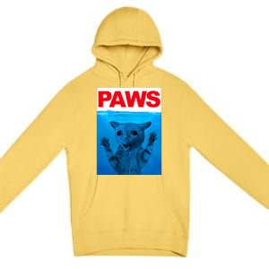 Paws Cat Meme Humor Funny Kitty Lover Funny Cats Dads Mom Premium Pullover Hoodie