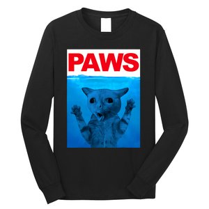 Paws Cat Meme Humor Funny Kitty Lover Funny Cats Dads Mom Long Sleeve Shirt