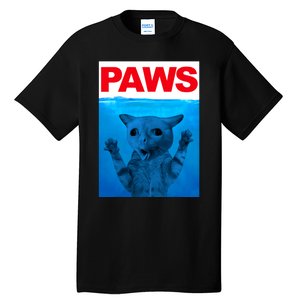 Paws Cat Meme Humor Funny Kitty Lover Funny Cats Dads Mom Tall T-Shirt