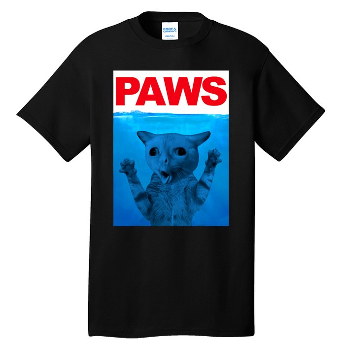 Paws Cat Meme Humor Funny Kitty Lover Funny Cats Dads Mom Tall T-Shirt