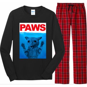 Paws Cat Meme Humor Funny Kitty Lover Funny Cats Dads Mom Long Sleeve Pajama Set