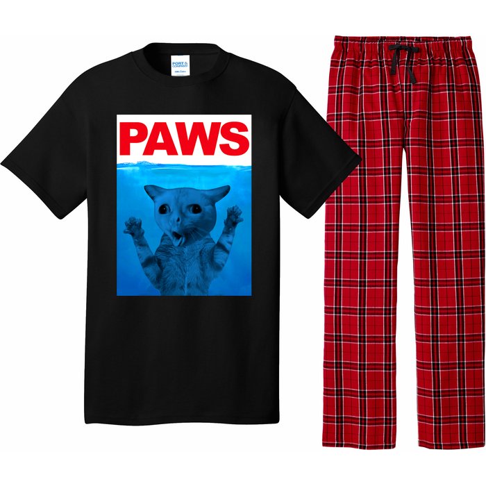 Paws Cat Meme Humor Funny Kitty Lover Funny Cats Dads Mom Pajama Set