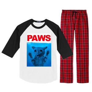 Paws Cat Meme Humor Funny Kitty Lover Funny Cats Dads Mom Raglan Sleeve Pajama Set