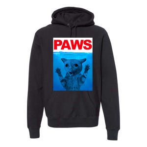 Paws Cat Meme Humor Funny Kitty Lover Funny Cats Dads Mom Premium Hoodie