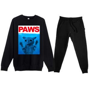 Paws Cat Meme Humor Funny Kitty Lover Funny Cats Dads Mom Premium Crewneck Sweatsuit Set