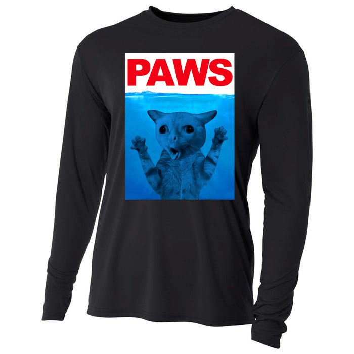 Paws Cat Meme Humor Funny Kitty Lover Funny Cats Dads Mom Cooling Performance Long Sleeve Crew